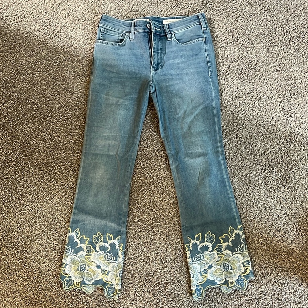 Anthropologie Embroidered High-Rise Bootcut Jeans, Size 27
